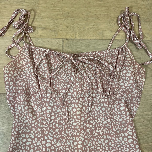 SHEIN Print Tie Mini Dress, Size Small, Pink and White - Picture 6 of 8